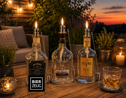 Whisky Öllampe aus echter Whiskyflasche – Handgemachte Upcycling Design Öllampe mit warmem Flammenlicht – Geschenkidee für Whisky Liebhaber