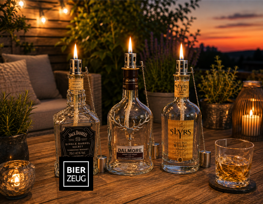 Whisky Öllampe aus echter Whiskyflasche – Handgemachte Upcycling Design Öllampe mit warmem Flammenlicht – Geschenkidee für Whisky Liebhaber