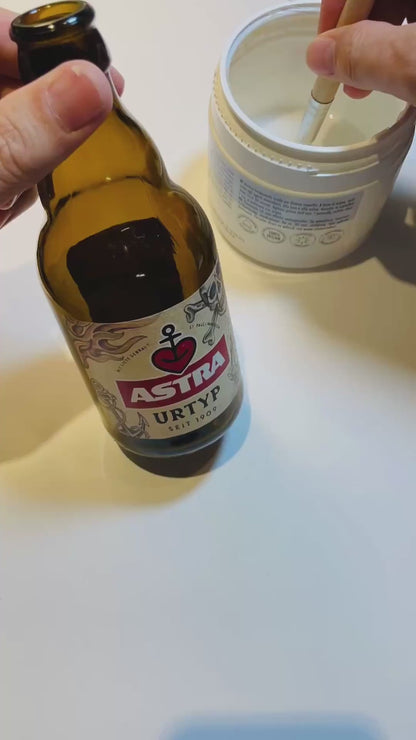 Astra-Öllampe ”Hamburger Nachtlicht” aus Astra Bier-Flaschen | Handgemachte Upcycling Gartenfackel | Geschenk für Hamburg & St. Pauli Fans