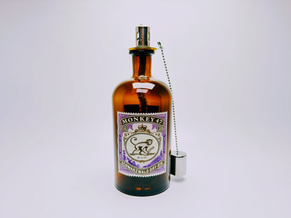 Gin Öllampe "Monkey 47" | Handgemachte Öllampe aus Monkey 47 Flaschen | Upcycling | Handgefertigt | Individuell | Geschenk | Deko | H:21cm