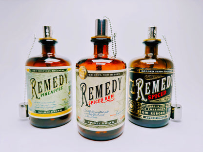 Rum oil lamp "Remedy" | Handmade oil lamp made from Remedy rum bottles | Upcycling | Handmade | Individual | Gift | Decoration | H: 21cm