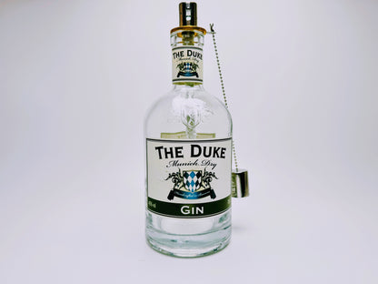 Gin Öllampe "The Duke" | Handgemachte Öllampe aus The Duke Gin Flaschen | Upcycling | Handgemacht | Individuell | Geschenk | Deko | H:25cm