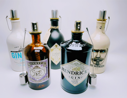 Gin Öllampe aus echter Ginflasche – Handgemachte Upcycling Lampe – Windlicht für Balkon & Garten Deko – Geschenkidee für Gin Liebhaber