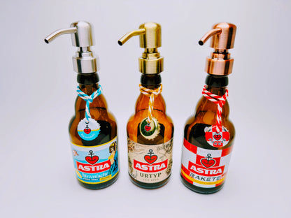 Astra-Seifenspender ”Kiezbrise” | Handgemacht aus Astra Bierflaschen | Nachfüllbar & Nachhaltig | Hamburg Fan Geschenk | Upcycling Deko Bad