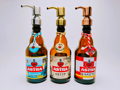 Astra soap dispenser "Kiezbrise" | Handmade &amp; refillable soap dispensers made from Astra beer bottles | Upcycling gift for Hamburg fans