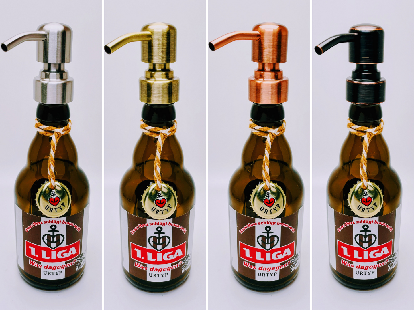 Astra-Seifenspender “Kiezbrise“ | Handgemacht aus Astra Bierflaschen | Nachfüllbar & Nachhaltig | Hamburg Fan Geschenk | Upcycling Deko Bad
