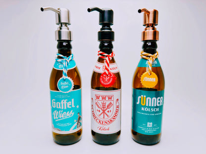 Kölsch Seifenspender aus echter Kölschflasche – Handgemachter nachfüllbarer Design Pumpspender – Geschenkidee aus Köln für Bier Liebhaber