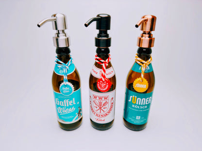 Kölsch Seifenspender aus echter Kölschflasche – Handgemachter nachfüllbarer Design Pumpspender – Geschenkidee aus Köln für Bier Liebhaber