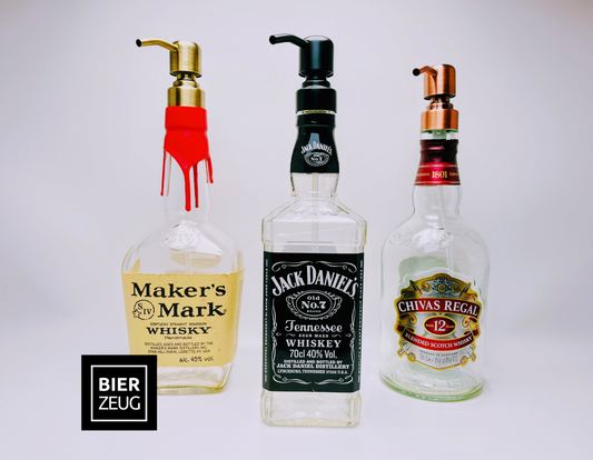 Whisky soap dispenser “Whisky Wave” | Upcycled pump dispenser made from whiskey bottles | Refillable with soap, dish soap, beard oil | Bathroom decoration gift