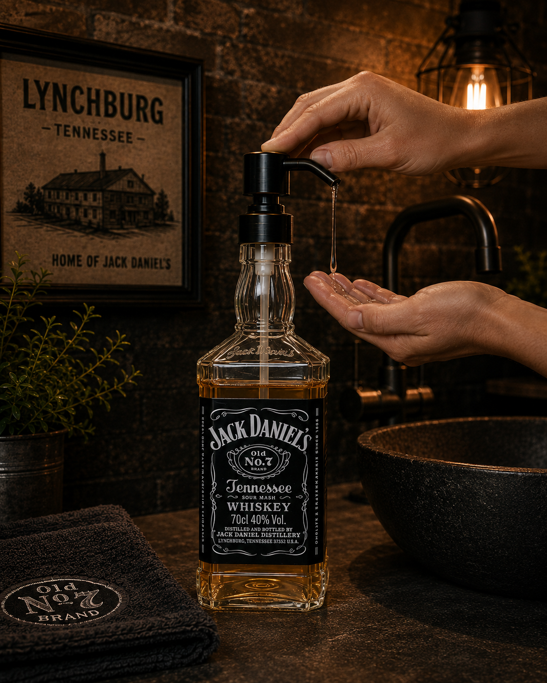 Whisky soap dispenser “Jacky” | Upcycling pump dispenser from Jack Daniels bottles | Refillable with soap, dishwashing liquid, beard oil | Bathroom decoration gift