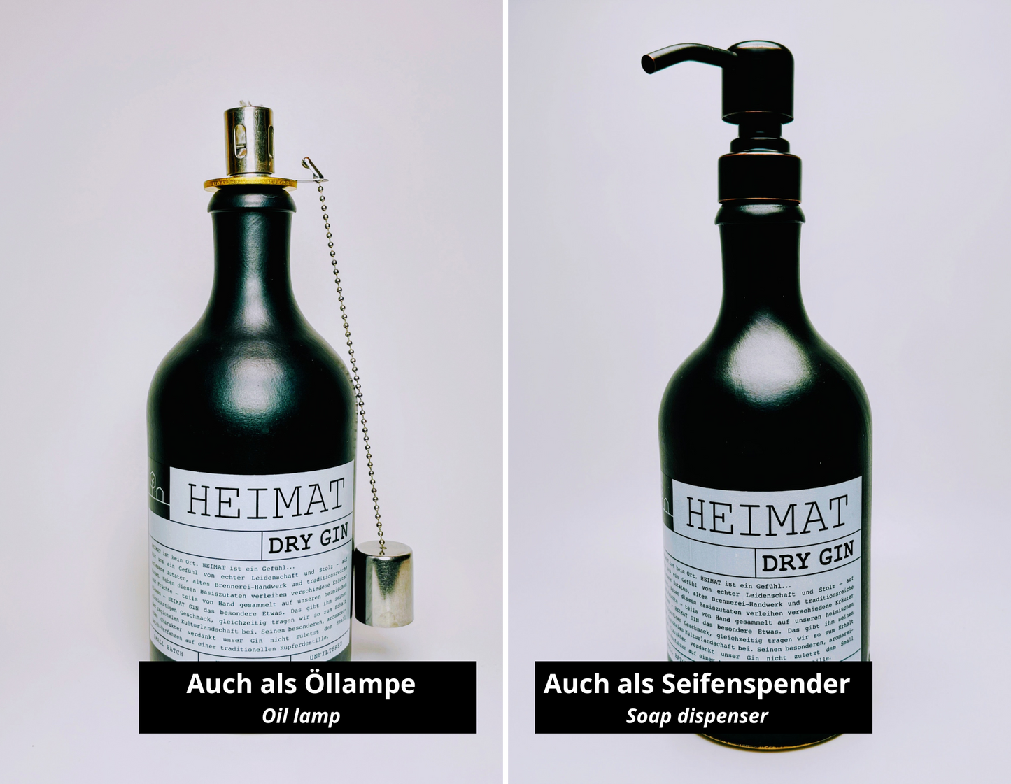 Heimat Gin vintage lamp | Handmade sustainable table lamp made from Heimat Gin | Unique gift idea | Decorative light | Upcycling lamp