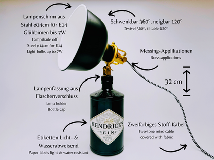 Gin Vintage-Lampen | Handgemachte nachhaltige Tischlampe aus Gin Flaschen | Einzigartige Geschenkidee | Deko-Licht | Upcycling Leuchten