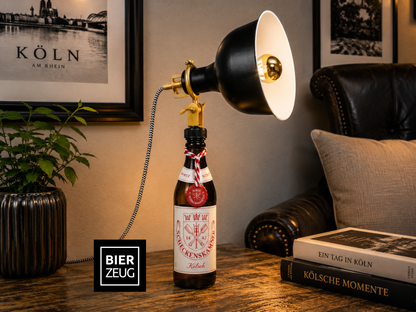 Kölsch-Lampe Kölsche Funzel - Handgemachte Tischlampe aus Bierflasche - Upcycling Deko-Leuchte - Perfektes Geschenk für Bier- und Köln-Fan