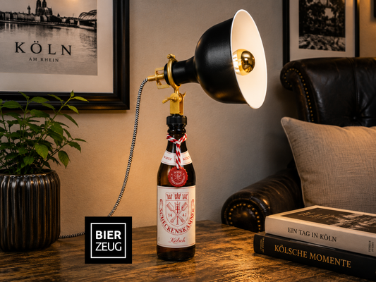 Kölsch-Lampe Kölsche Funzel - Handgemachte Tischlampe aus Bierflasche - Upcycling Deko-Leuchte - Perfektes Geschenk für Bier- und Köln-Fan