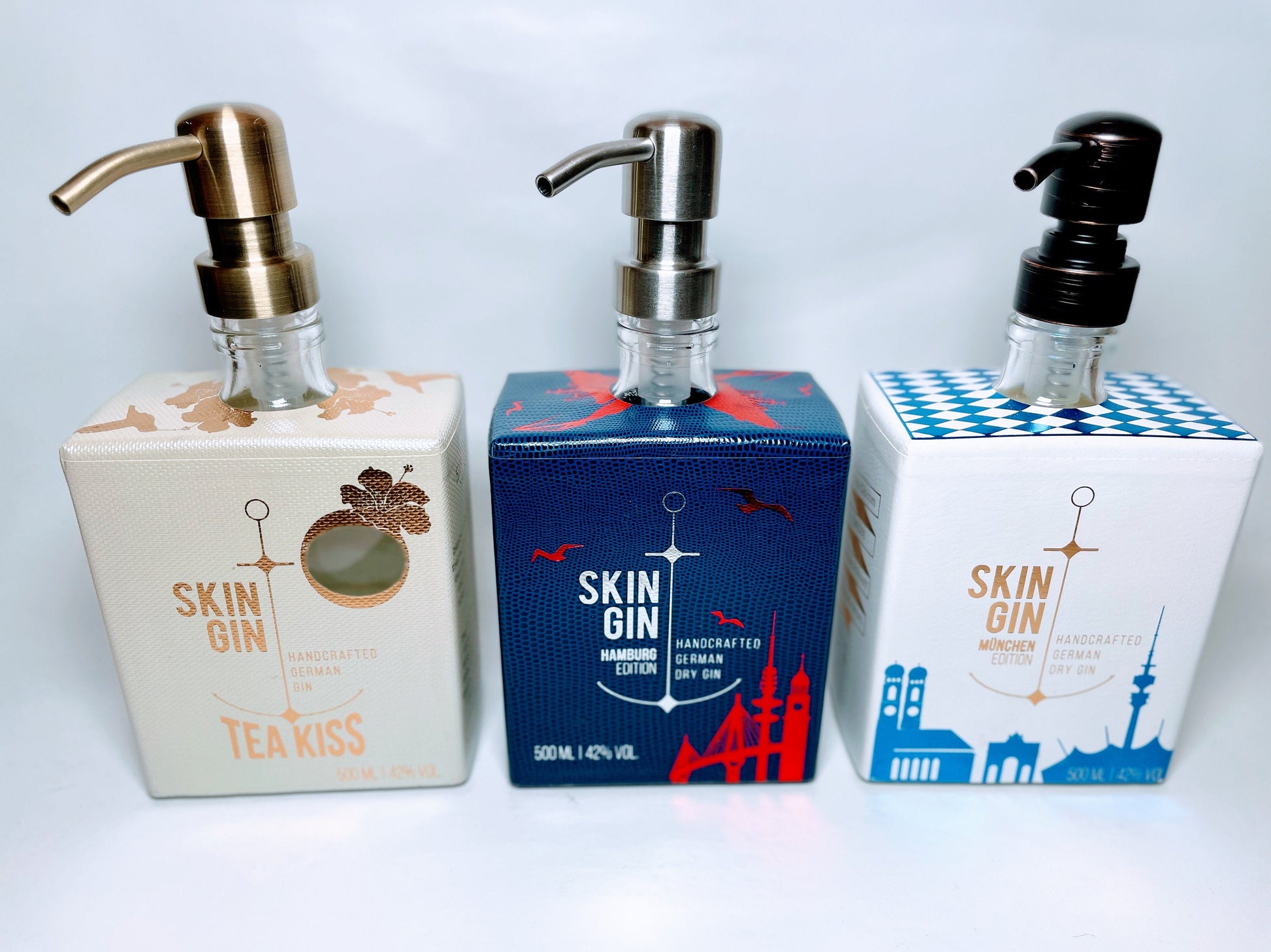 Skin-Gin-Seifenspender - Spender aus Skin Gin-Flaschen für Seife oder Lotion - Upcycling Geschenk - Tea Kiss Hamburg München