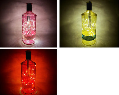 Gin-Glow - Die Magischen LED-Flaschen | Upcycling Gin-Flaschen mit LED-Licht | LED-Flaschen-Lampen für Bar und Vitrine | Inklusive Timer