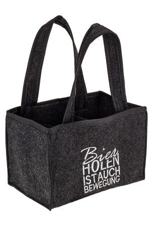 Flaschenträger für 6 Flaschen aus Filz - Männerhandtasche Bierflaschen Sixpack Tasche