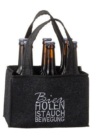 Flaschenträger für 6 Flaschen aus Filz - Männerhandtasche Bierflaschen Sixpack Tasche