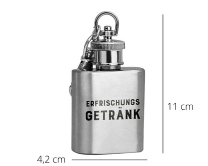 Mini Flachmann als Schlüsselanhänger - Edelstahl - 25ml - Mit Schraubverschluss und verschiedenen Gravuren