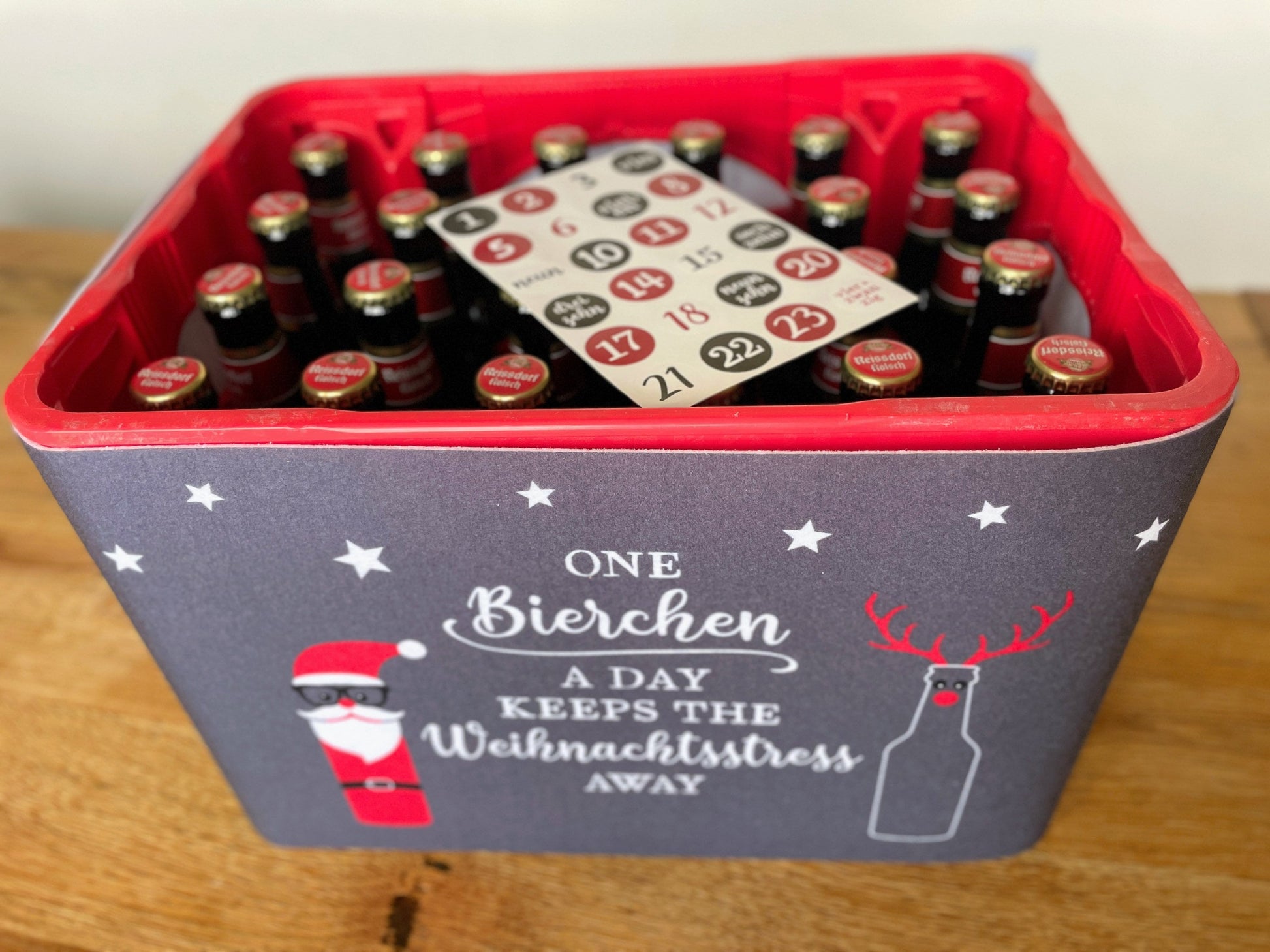 Bierkasten-Adventskalender - 25-teilig - Bier-Adventskalender aus Filz zum Selbermachen | Für 24 Bier-Flaschen 0,33-0,5l