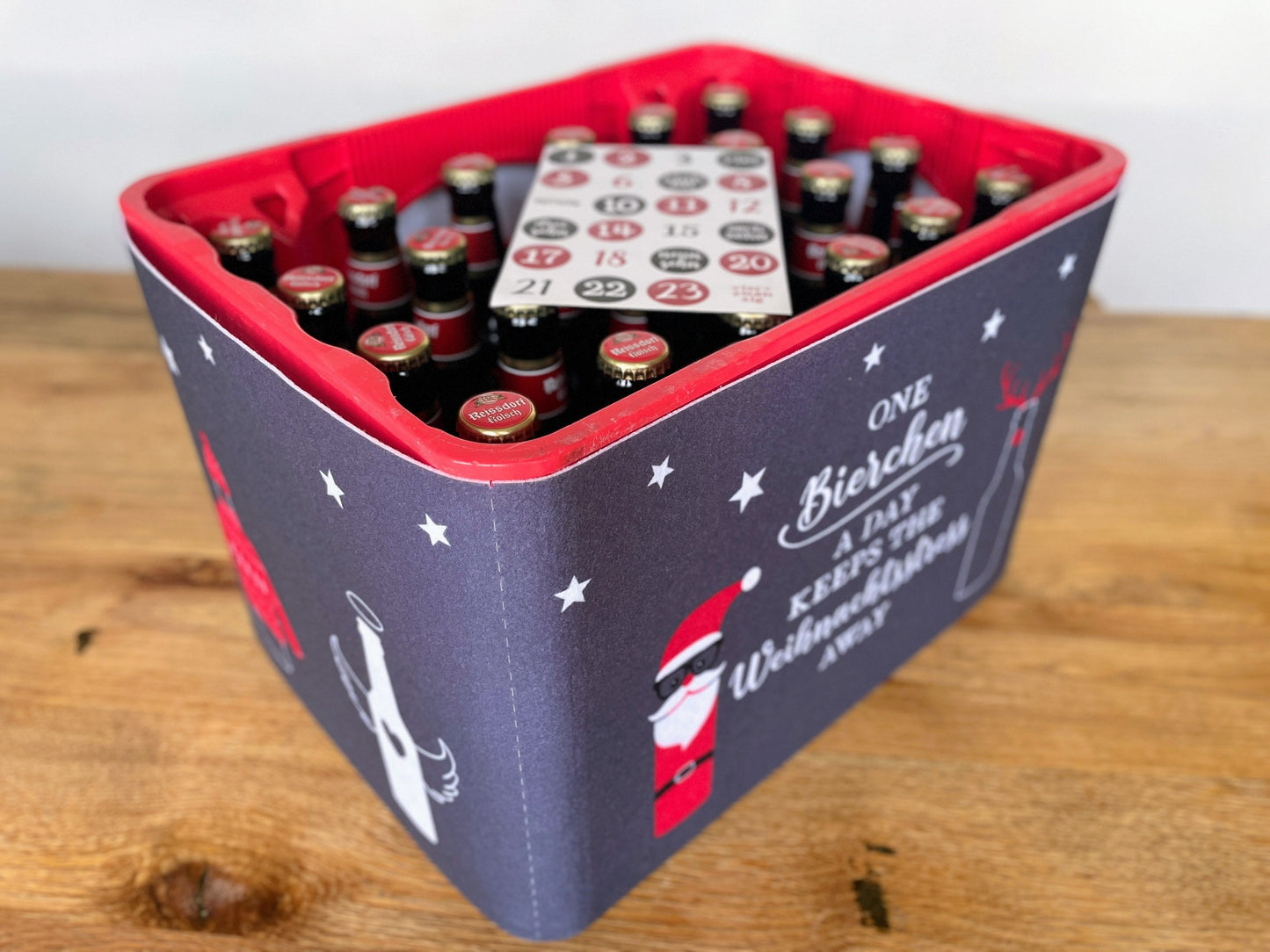 Bierkasten-Adventskalender - 25-teilig - Bier-Adventskalender aus Filz zum Selbermachen | Für 24 Bier-Flaschen 0,33-0,5l