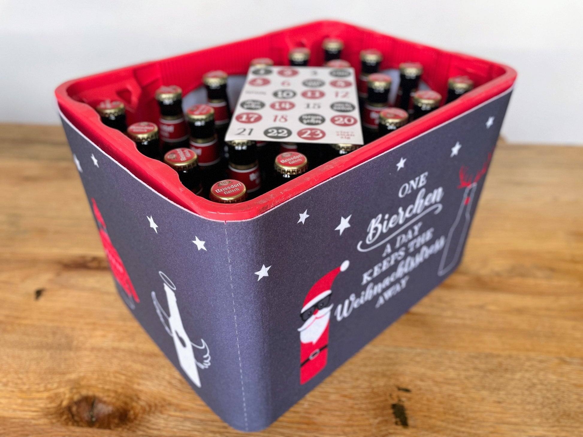 Bierkasten-Adventskalender - 25-teilig - Bier-Adventskalender aus Filz zum Selbermachen | Für 24 Bier-Flaschen 0,33-0,5l