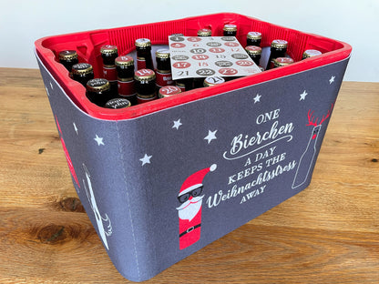 Bierkasten-Adventskalender - 25-teilig - Bier-Adventskalender aus Filz zum Selbermachen | Für 24 Bier-Flaschen 0,33-0,5l