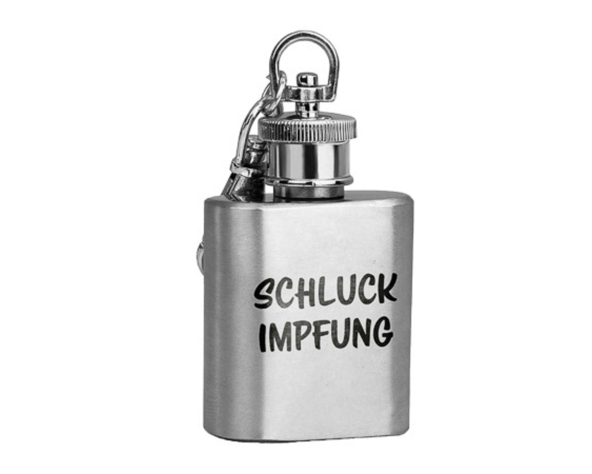 Mini Flachmann als Schlüsselanhänger - Edelstahl - 25ml - Mit Schraubverschluss und verschiedenen Gravuren