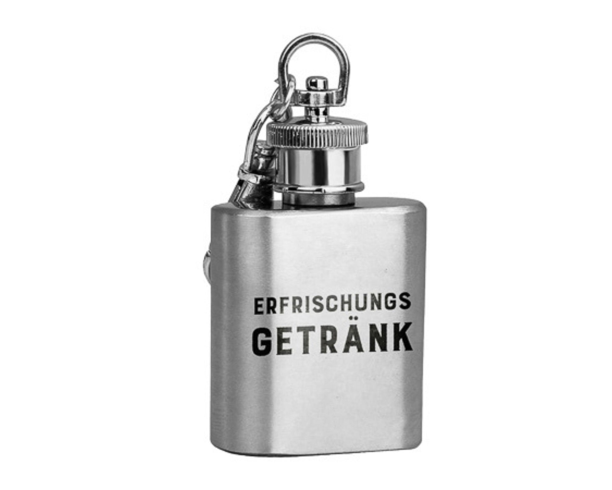 Mini Flachmann als Schlüsselanhänger - Edelstahl - 25ml - Mit Schraubverschluss und verschiedenen Gravuren