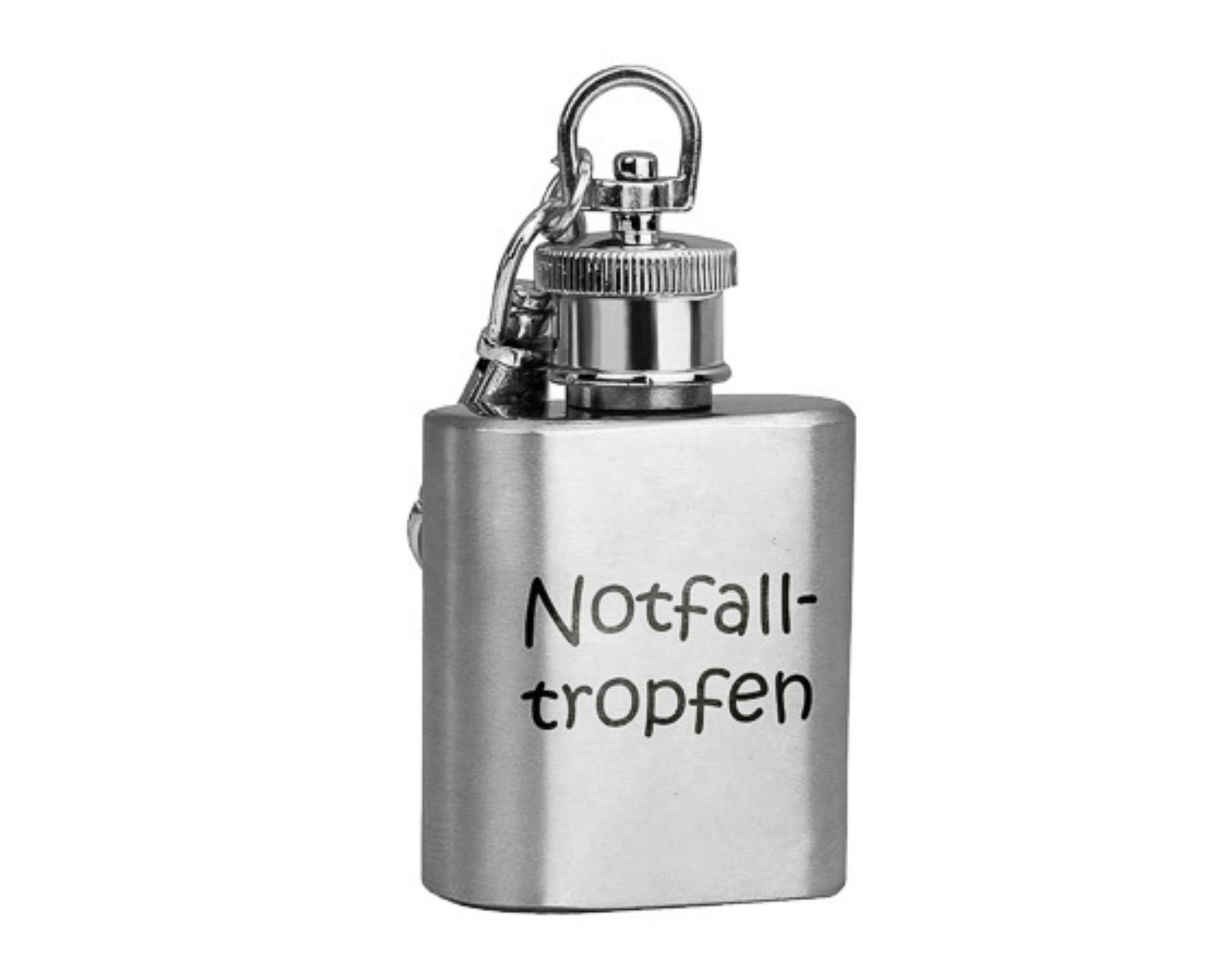 Mini Flachmann als Schlüsselanhänger - Edelstahl - 25ml - Mit Schraubverschluss und verschiedenen Gravuren