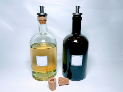 Essig- & Ölspender in Gin-Flaschen - 500-700ml - Mit Edelstahl Spender und Naturkork - Gin Geschenk Upcycling - Küche Haushalt