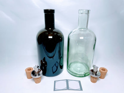 Essig- & Ölspender in Gin-Flaschen - 500-700ml - Mit Edelstahl Spender und Naturkork - Gin Geschenk Upcycling - Küche Haushalt