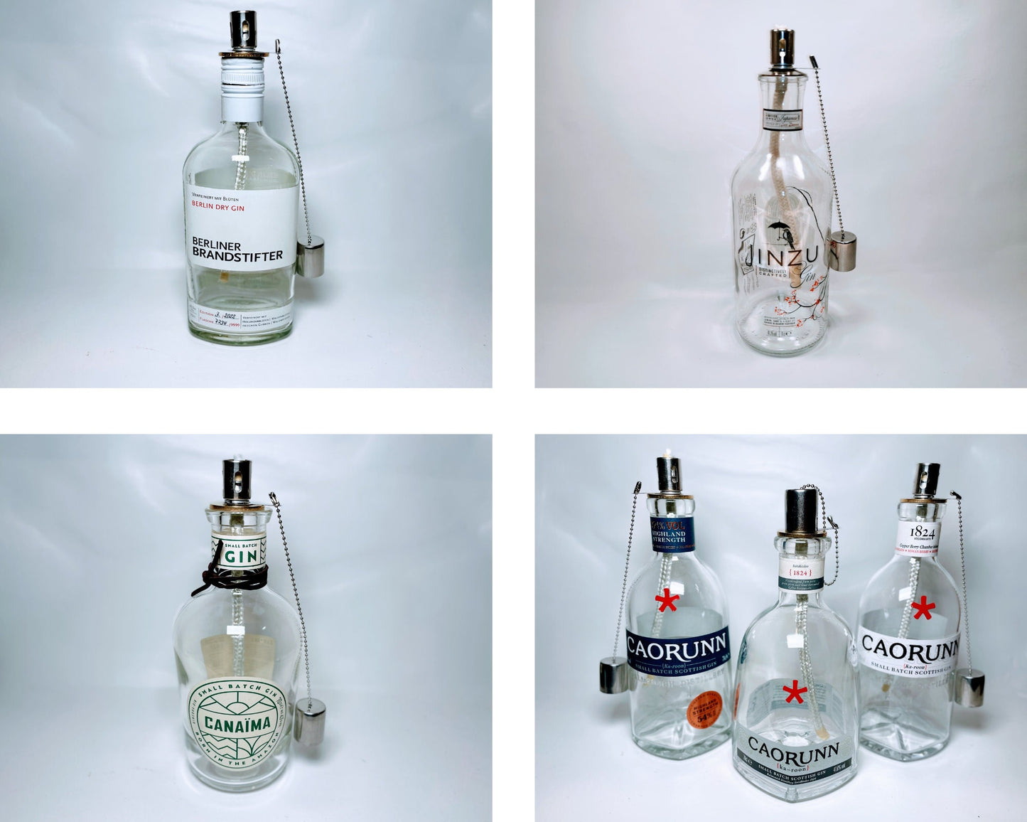 SALE: Upcycling Öllampen - Windlicht, Gartenfackel aus Gin, Rum und Whisky Flaschen - Reduziert Aktiv