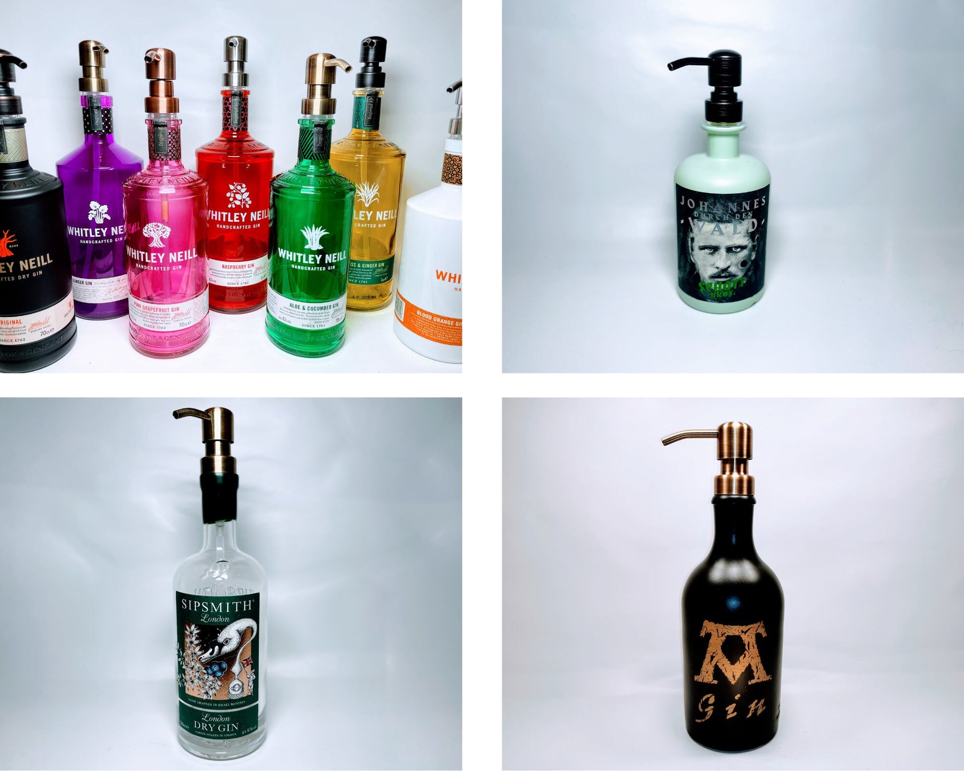 SALE: Seifenspender aus Gin-, Rum und Whisky-Flaschen - Upcycling Geschenk - Spender für Seife, Bartöl, Spüli oder Lotion- REDUZIERT