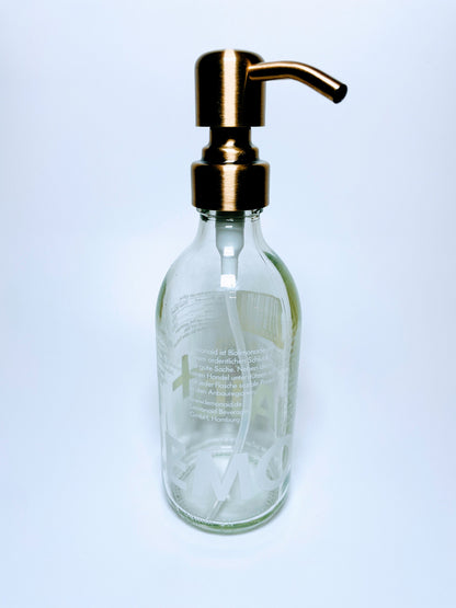 Seifenspender aus Lemonaid Charitea Flaschen | Nachhaltiger Pumpspender aus Metall | Upcycling Geschenk Bad | weiß, grün, braun, 0,33l, 20cm