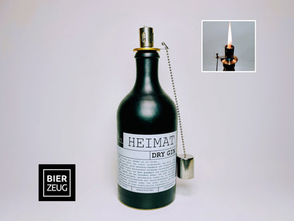 Gin Öllampe "Heimat" | Handgemachte Öllampe aus Heimat Gin Flaschen | Upcycling | Handgemacht | Individuell | Geschenk | Deko Balkon Garten