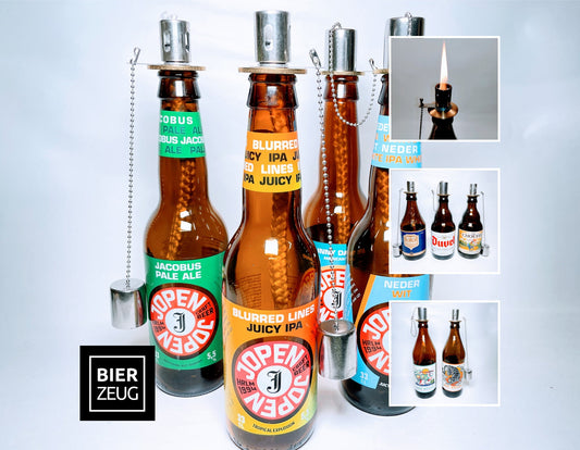 Öllampe aus Craft-Bier-Flaschen - Handgemacht - Upcycling - Windlicht für Balkon & Garten