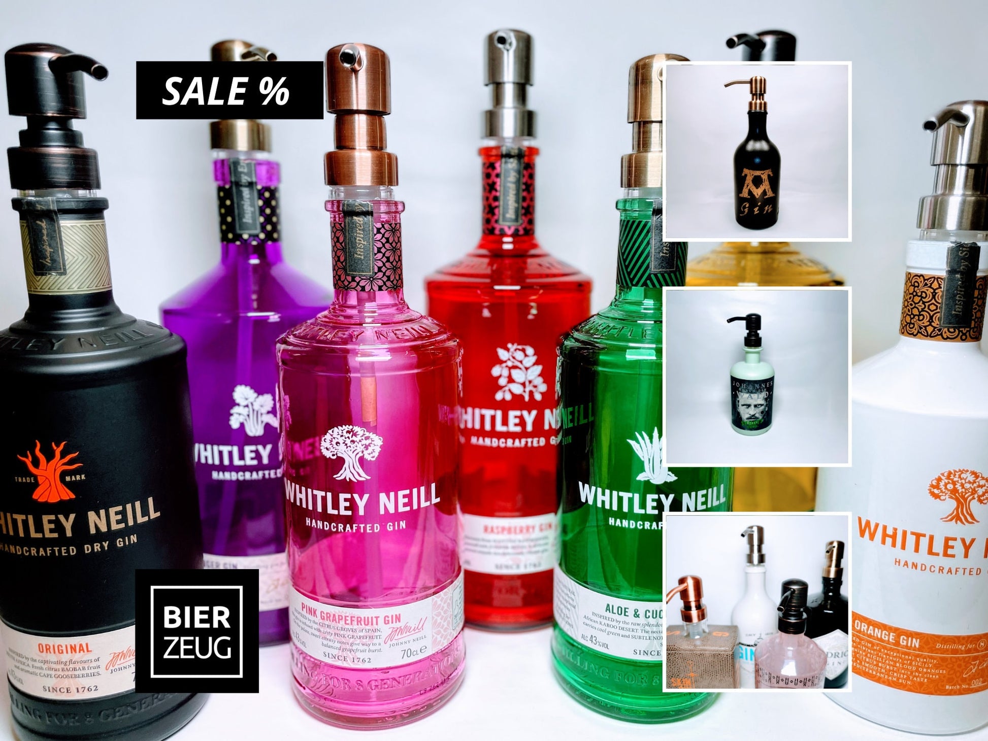 SALE: Seifenspender aus Gin-, Rum und Whisky-Flaschen - Upcycling Geschenk - Spender für Seife, Bartöl, Spüli oder Lotion- REDUZIERT