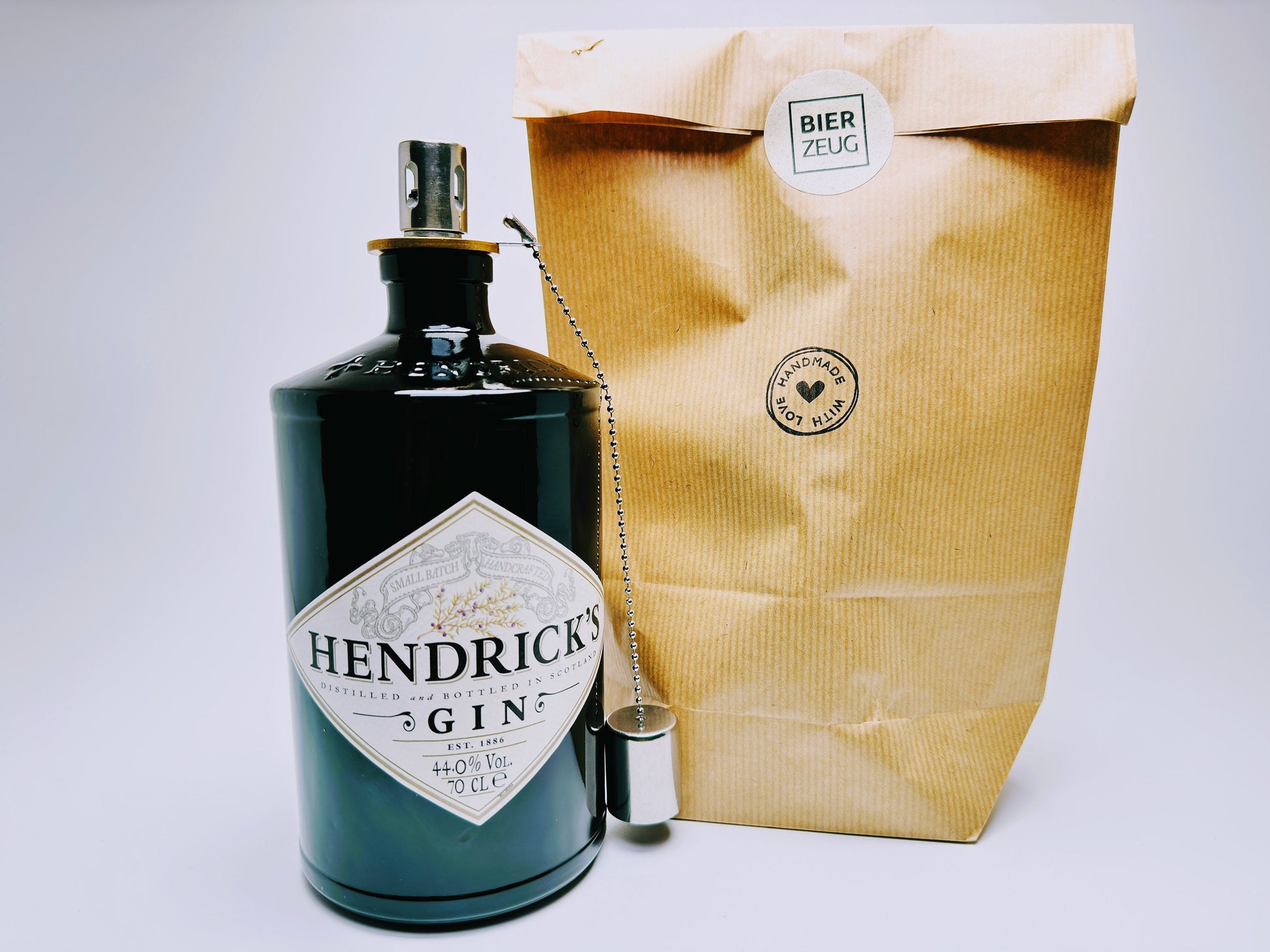 Gin Öllampe "Hendricks" | Handgemachte Öllampe aus Hendricks Gin Flaschen | Upcycling | Handgefertigt | Individuell | Geschenk | Deko