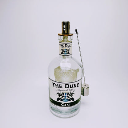 Gin Öllampe "The Duke" | Handgemachte Öllampe aus The Duke Gin Flaschen | Upcycling | Handgemacht | Individuell | Geschenk | Deko | H:25cm