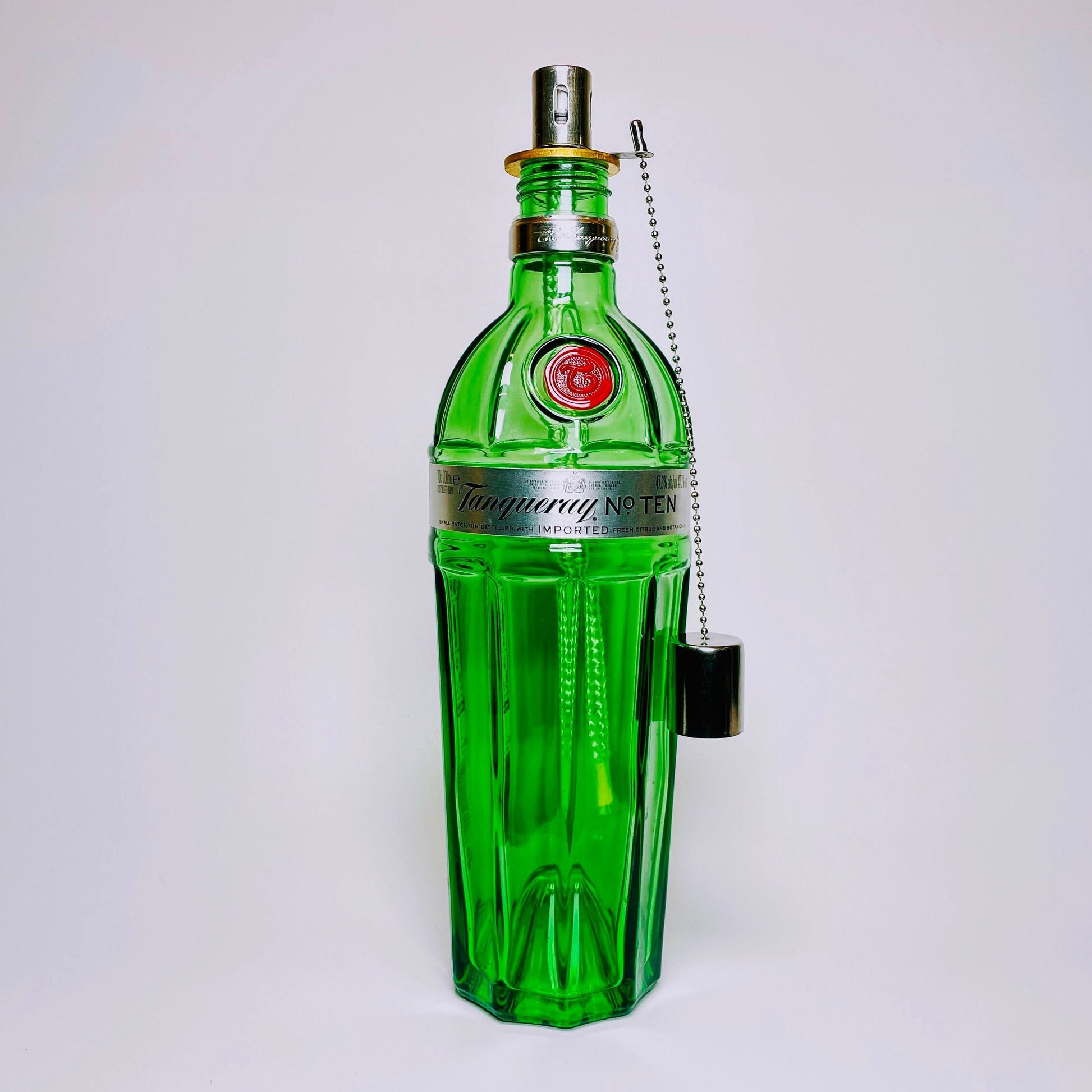 Gin Öllampe "Tanqueray" | Handgemachte Öllampe aus Tanqueray Gin Flaschen | Upcycling | Handgemacht | Individuell | Geschenk | Deko | H:30cm