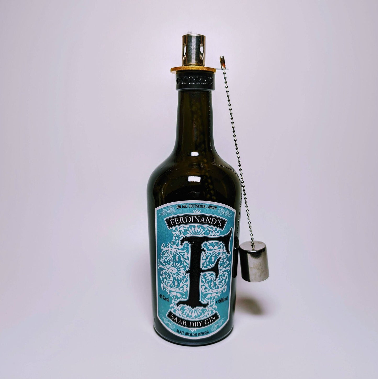Gin Öllampe "Ferdinand" | Handgemachte Öllampe aus Ferdinand Gin Flaschen | Upcycling | Handgemacht | Individuell | Geschenk | Deko | H:25cm