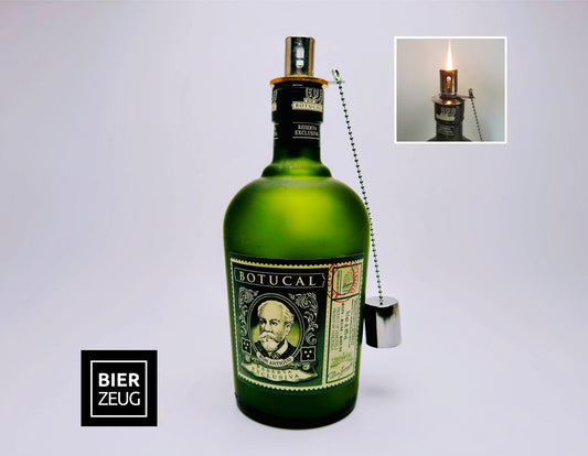 Rum-Öllampe "Botucal" | Handgemachte Öllampe aus Botucal-Flaschen | Upcycling | Handgemacht | Individuell | Geschenk | Deko | H:23cm - 0,7l