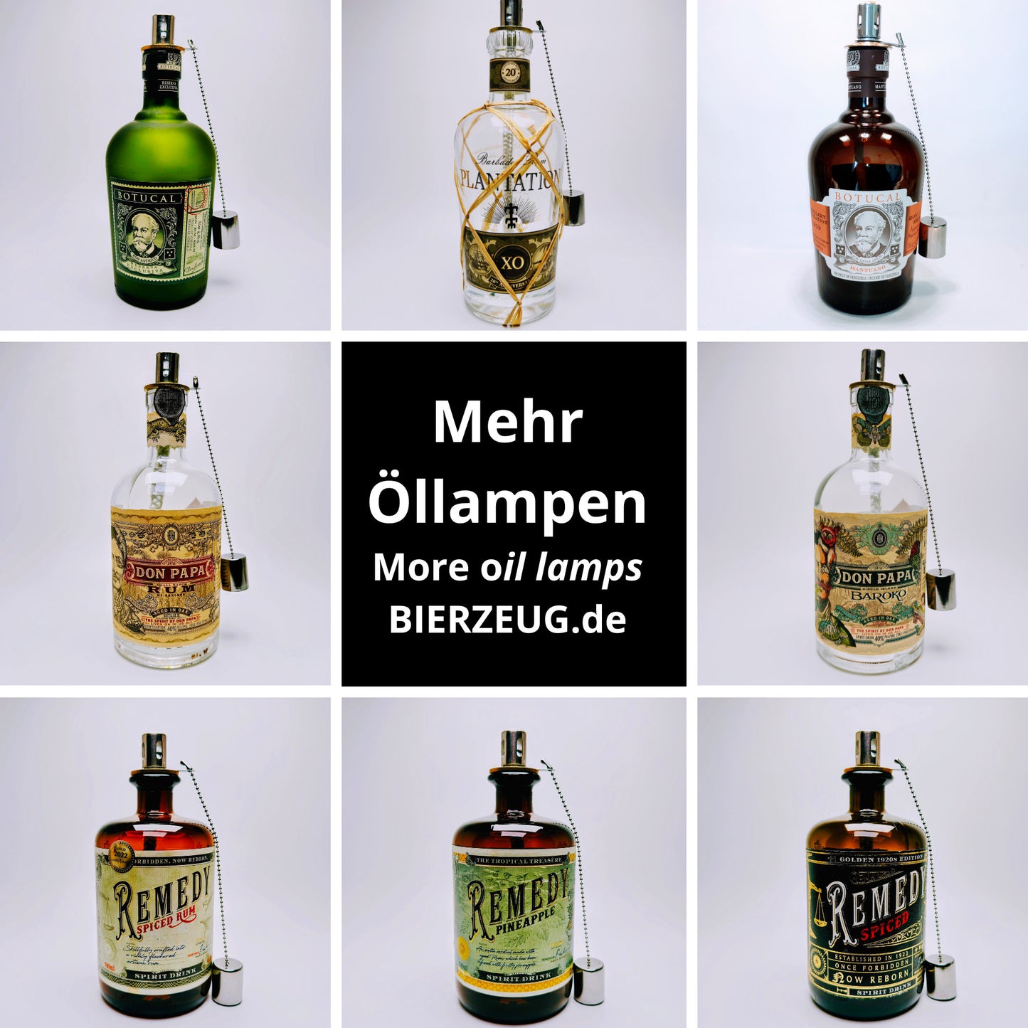 Rum-Öllampe "Remedy" | Handgemachte Öllampe aus Remedy Rum-Flaschen | Upcycling | Handgemacht | Individuell | Geschenk | Deko | H: 21cm