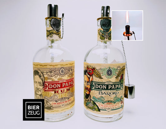 Rum-Öllampe "Don Papa" | Handgemachte Öllampe aus Don Papa-Flaschen | Upcycling | Handgemacht | Individuell | Geschenk | Deko | H:25cm