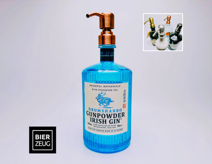 Gin-Seifenspender "Gunpowder" | Upcycling Pumpspender aus Gunpowder-Flasche | Nachfüllbar mit Seife, Lotion | Bad Deko Geschenk Irland