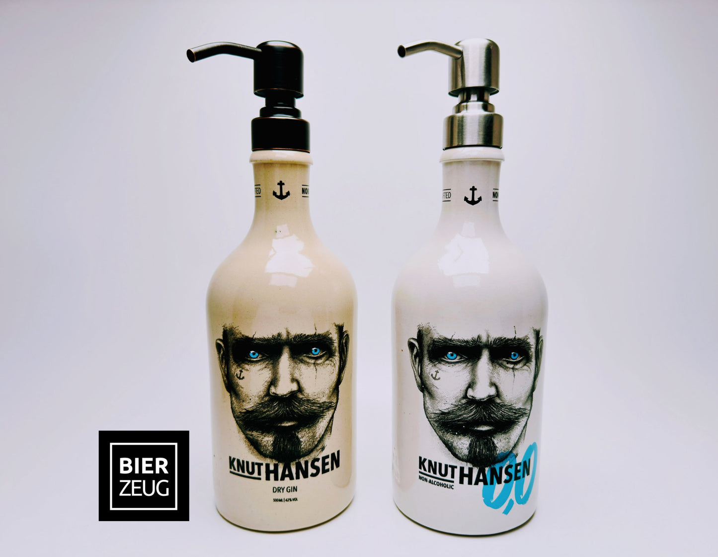 Gin-Seifenspender "Knut Hansen" | Upcycling Pumpspender aus Gin-Flasche | Nachfüllbar mit Seife, Lotion, Bartöl | Bad Deko Geschenk Hamburg