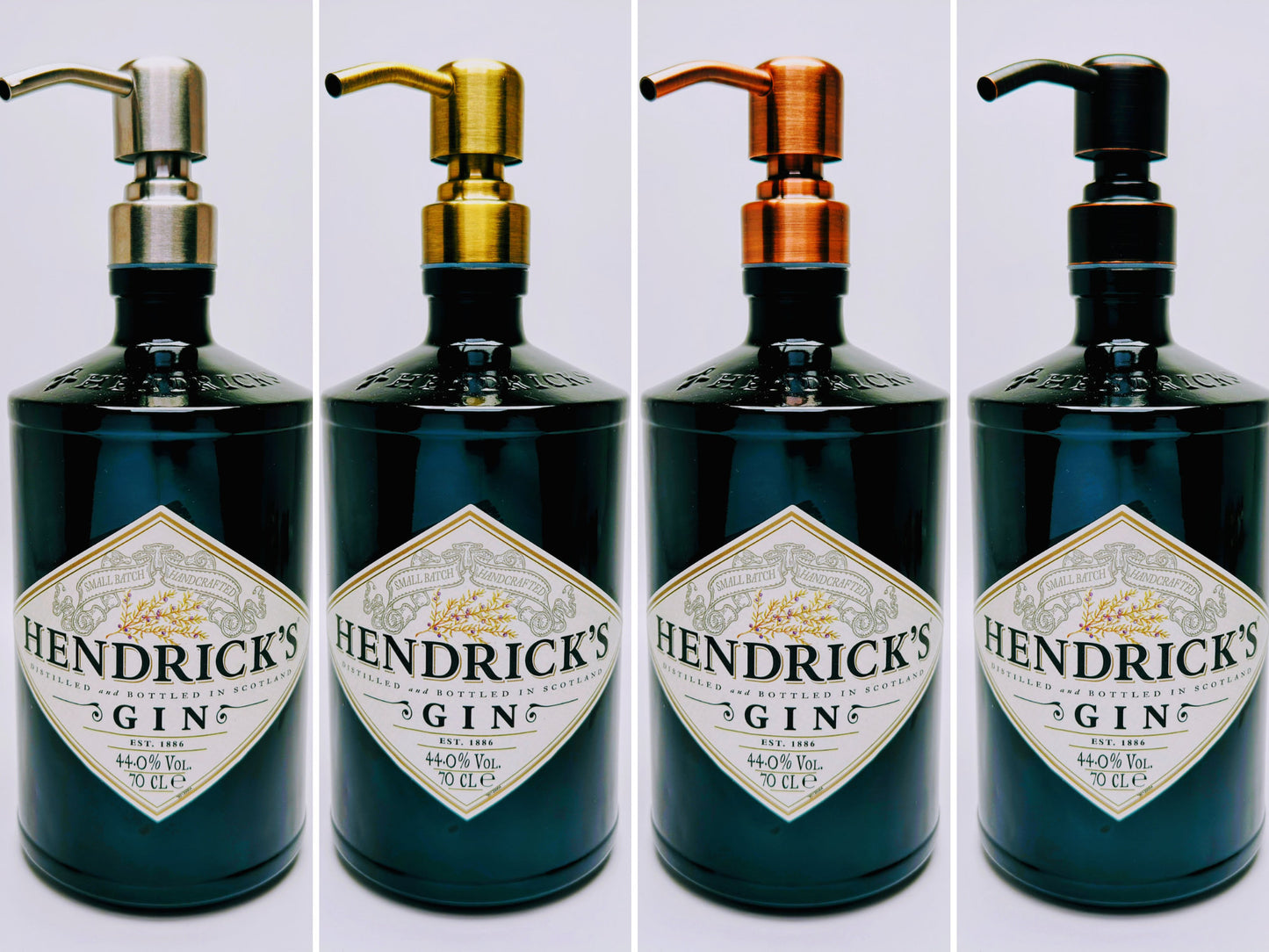 Gin-Seifenspender “Hendricks” | Upcycling Pumpspender aus Gin Hendricks Flasche | Nachfüllbar | Deko Bad | Geschenk Schottland | 700ml