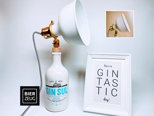 Gin Sul Vintage-Lampe | Handgemachte nachhaltige Tischlampe aus Gin Sul | Einzigartige Geschenkidee | Retro Deko-Licht | Upcycling Leuchte