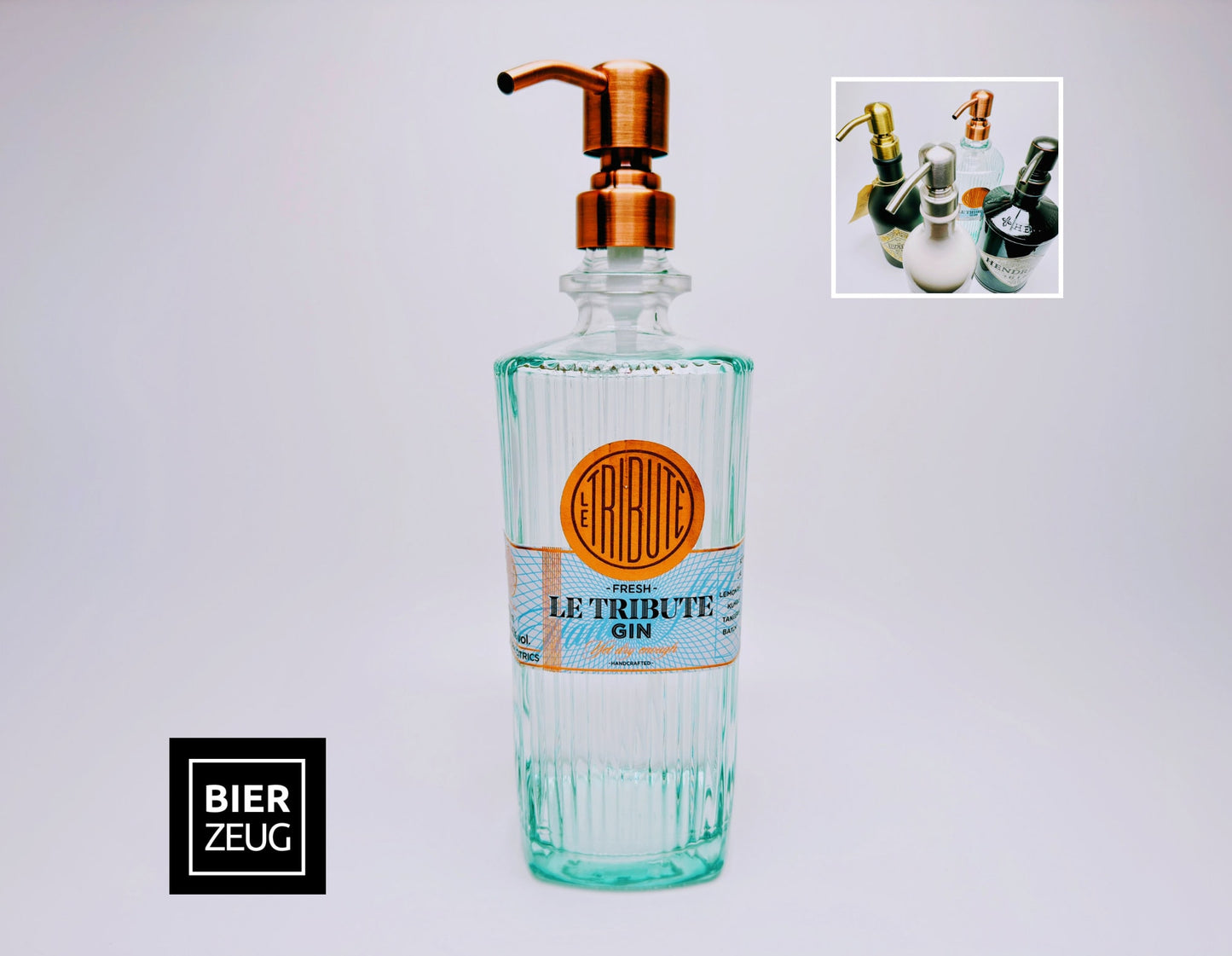 Gin-Seifenspender "Le Tribute" | Upcycling Pumpspender aus Le Tribute Gin Flasche | Nachfüllbar mit Seife | Bad Deko | Geschenk Spanien
